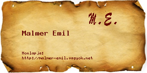 Malmer Emil névjegykártya